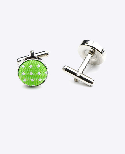 Boutons de Manchette Vert n°1 à Pois en Polyester «Louis»