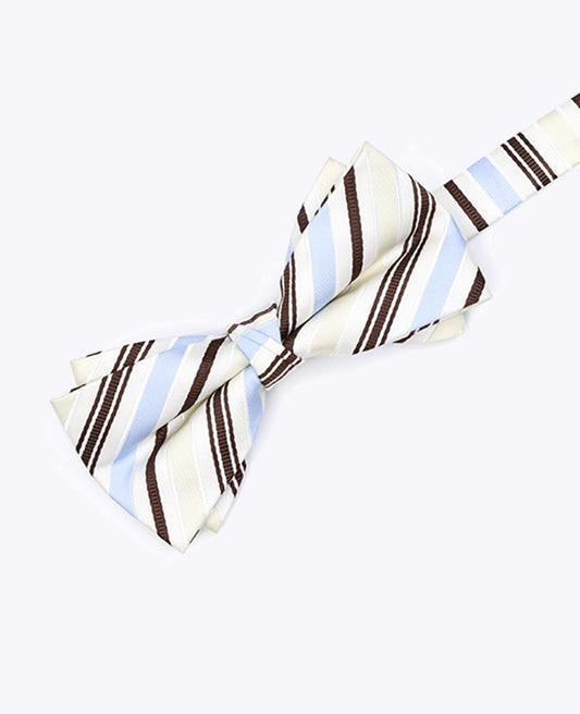 Noeud Papillon Blanc à Rayures Homme en Polyester «Edmond»