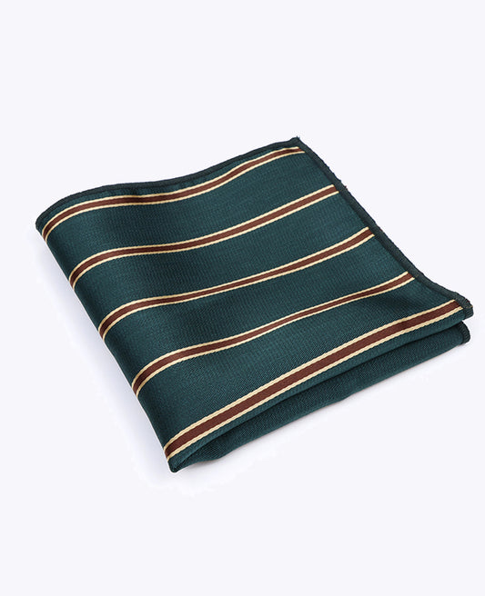 Pochette de Costume Vert à Rayures en Polyester «Edmond»