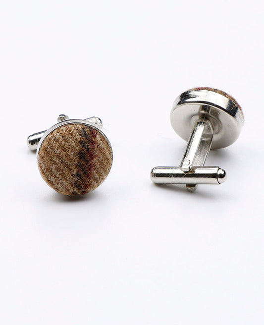 Boutons de Manchette Tartan Marron n°1 en Laine | Nobert - Unipap's