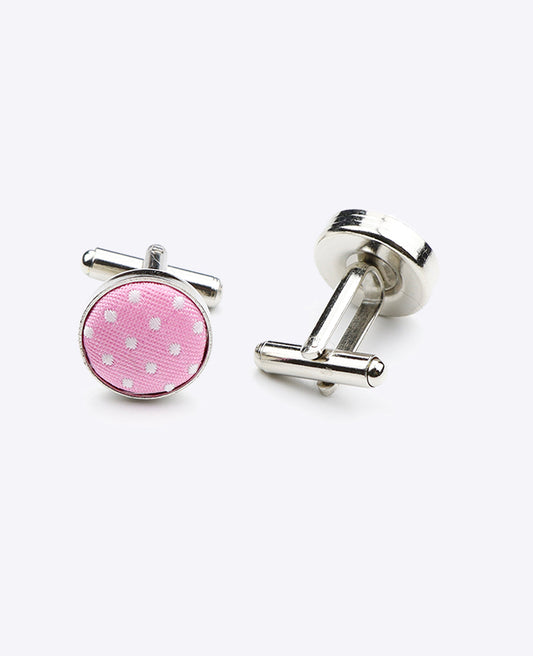 Boutons de Manchette Rose n°1 à Pois en Polyester «Louis»