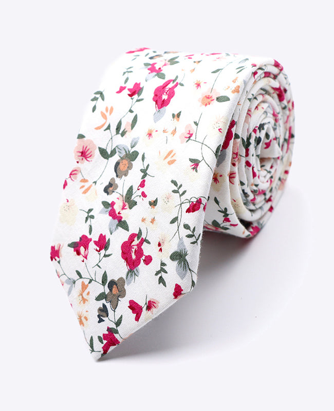 Corbata Liberty Blanco n°2 Hombre en Algodón | Charles - Unipap's