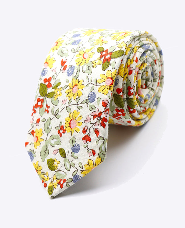 Corbata Liberty Blanco n°5 Hombre en Algodón | Charles - Unipap's