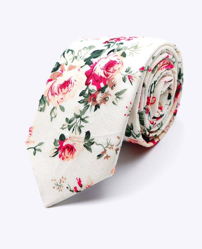 Corbata Liberty Blanco n°6 Hombre en Algodón | Charles - Unipap's