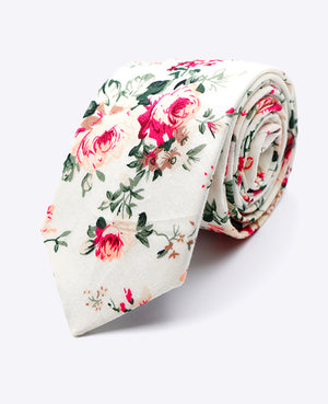 Corbata Liberty Blanco n°6 Hombre en Algodón | Charles - Unipap's