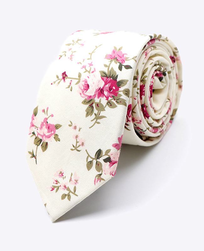 Corbata Liberty Blanco n°7 Hombre en Algodón «Charles»