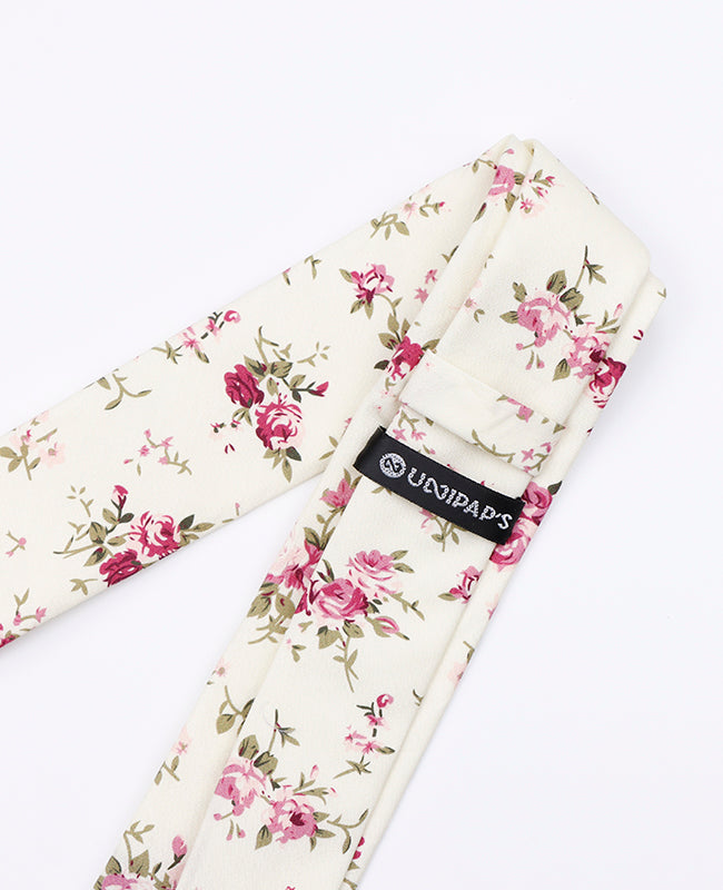 Corbata Liberty Blanco n°7 Hombre en Algodón «Charles»