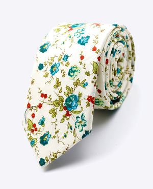 Corbata Liberty Blanco n°9 Hombre en Algodón | Charles - Unipap's