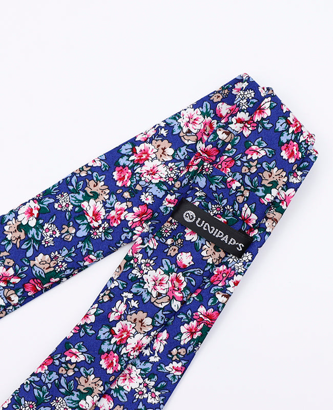 Corbata Liberty Azul n°10 Hombre en Algodón «Gaspard»