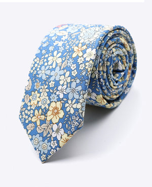 Corbata Liberty Azul n°2 Hombre en Algodón «Gaspard»