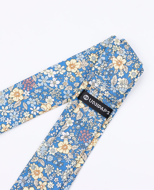 Corbata Liberty Azul n°2 Hombre en Algodón «Gaspard»