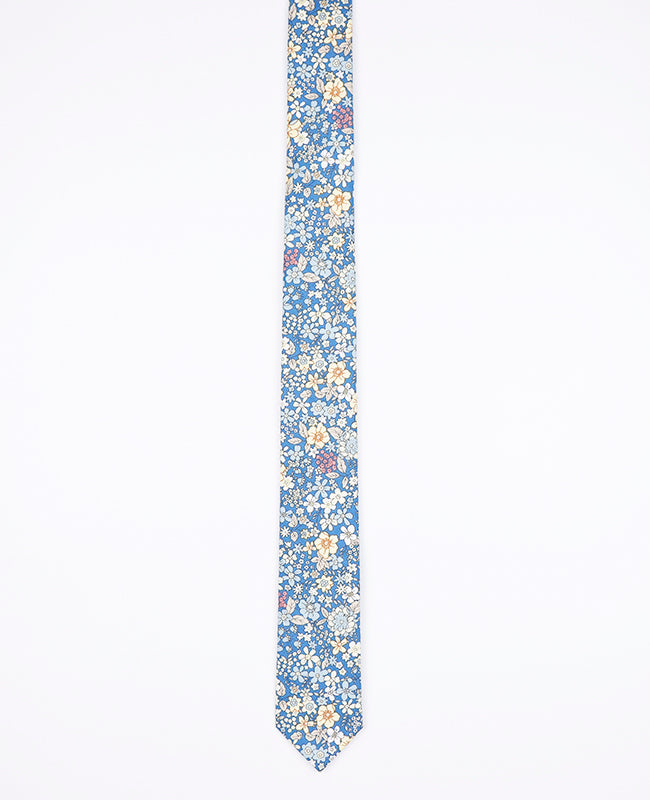 Corbata Liberty Azul n°2 Hombre en Algodón «Gaspard»