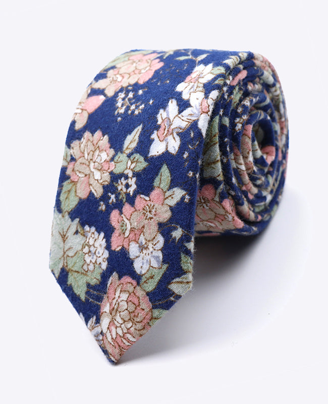 Corbata Liberty Azul n°3 Hombre en Algodón | Charles - Unipap's