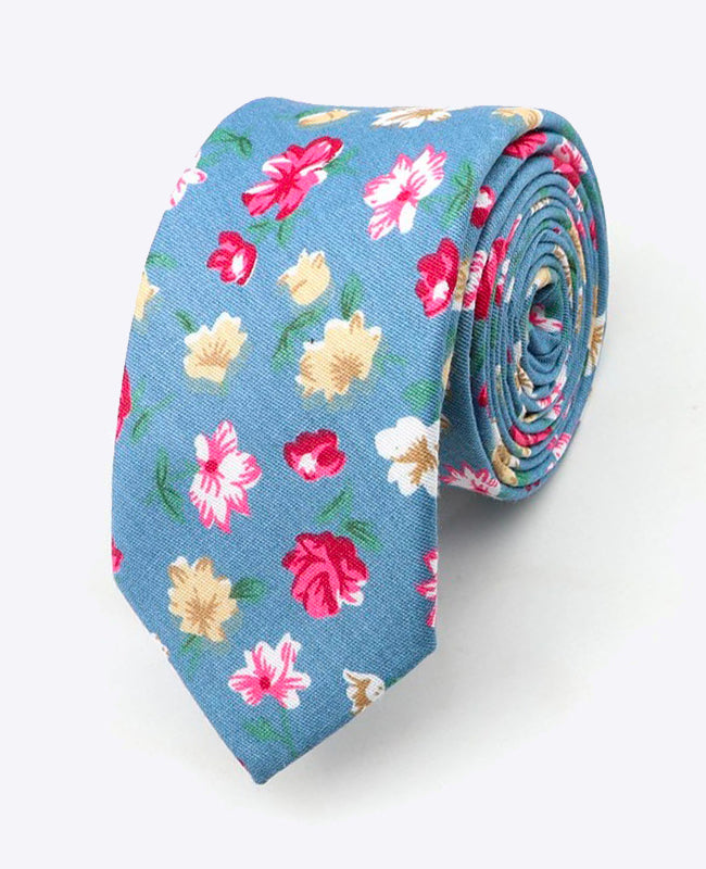 Corbata Liberty Azul n°4 Hombre en Algodón | Gaspard - Unipap's