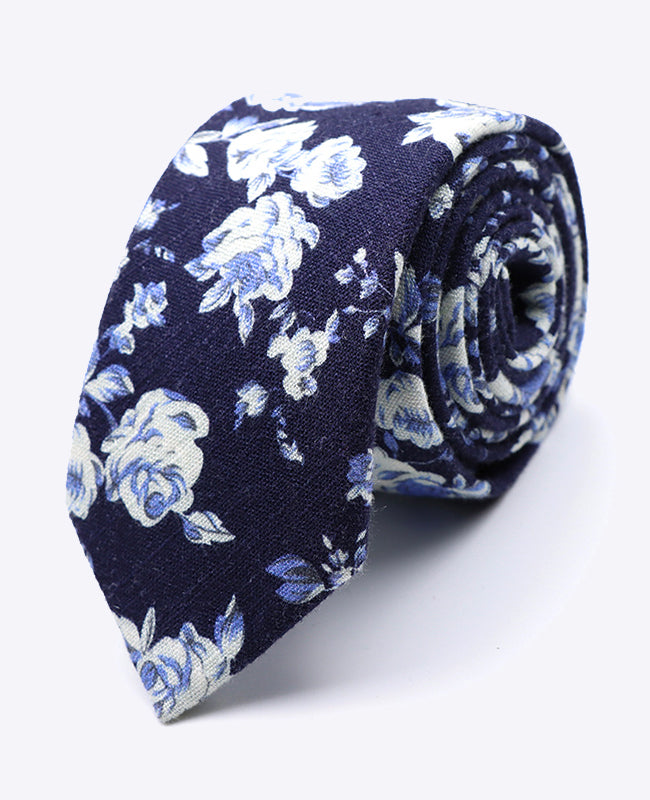 Corbata Liberty Azul n°6 Hombre en Algodón | Charles - Unipap's