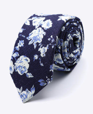 Corbata Liberty Azul n°6 Hombre en Algodón | Charles - Unipap's