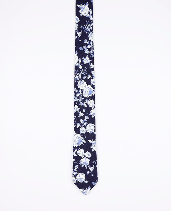 Corbata Liberty Azul n°6 Hombre en Algodón | Charles - Unipap's