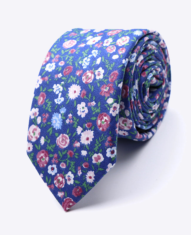 Corbata Liberty Azul n°7 Hombre en Algodón | Gaspard - Unipap's