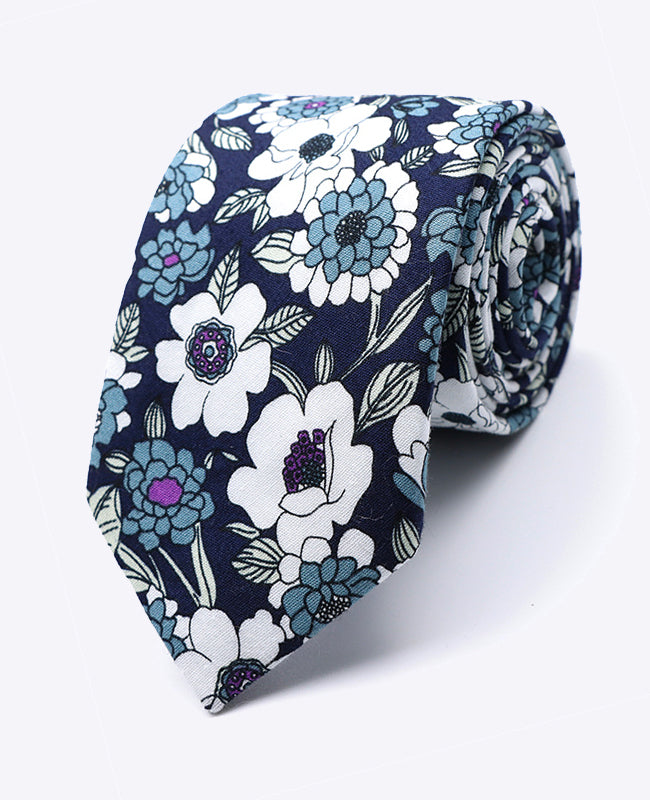 Corbata Liberty Azul n°8 Hombre en Algodón | Gaspard - Unipap's