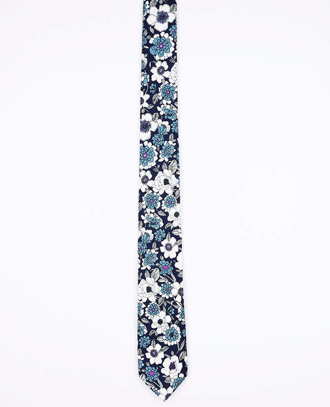 Corbata Liberty Azul n°8 Hombre en Algodón | Gaspard - Unipap's