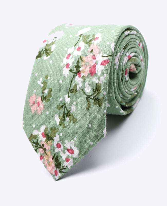 Corbata Liberty Verde n°3 Hombre en Algodón | Gaspard - Unipap's