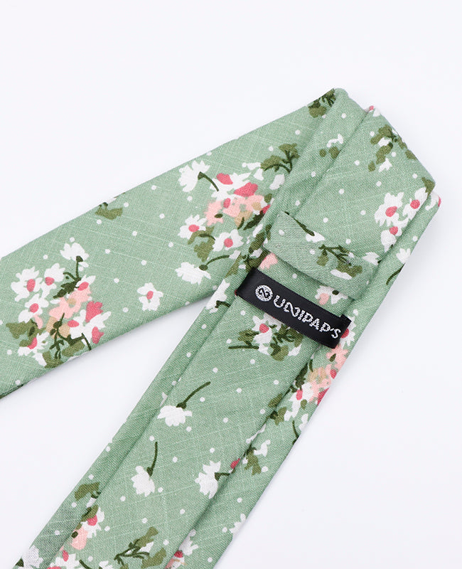 Corbata Liberty Verde n°3 Hombre en Algodón | Gaspard - Unipap's