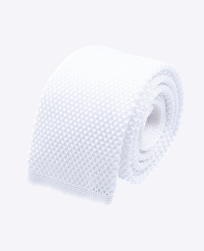 Corbata Blanco Hombre en Punto «Léon»