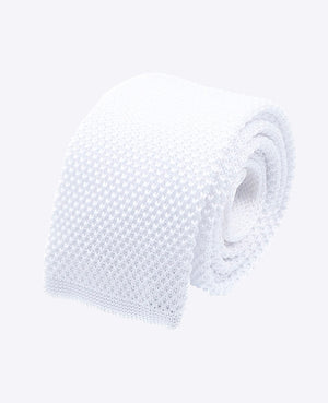 Corbata Blanco Hombre en Punto «Léon»