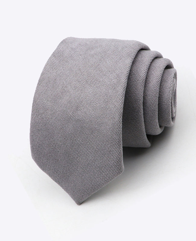 Corbata Gris n°1 Hombre en Efecto Terciopelo «Simon»