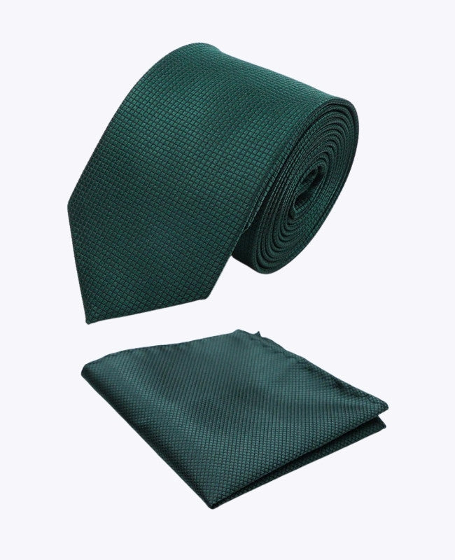 Corbata + Pañuelo de bolsillo Verde n°2 Hombre en Poliéster «Martin»