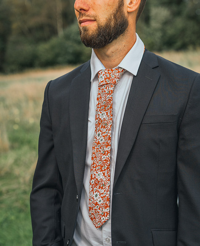 Corbata Liberty Naranja Hombre en Algodón «Clovis»