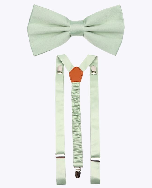 Pajarita + Tirantes Verde n°1 Hombre en Poliéster «Anatole»