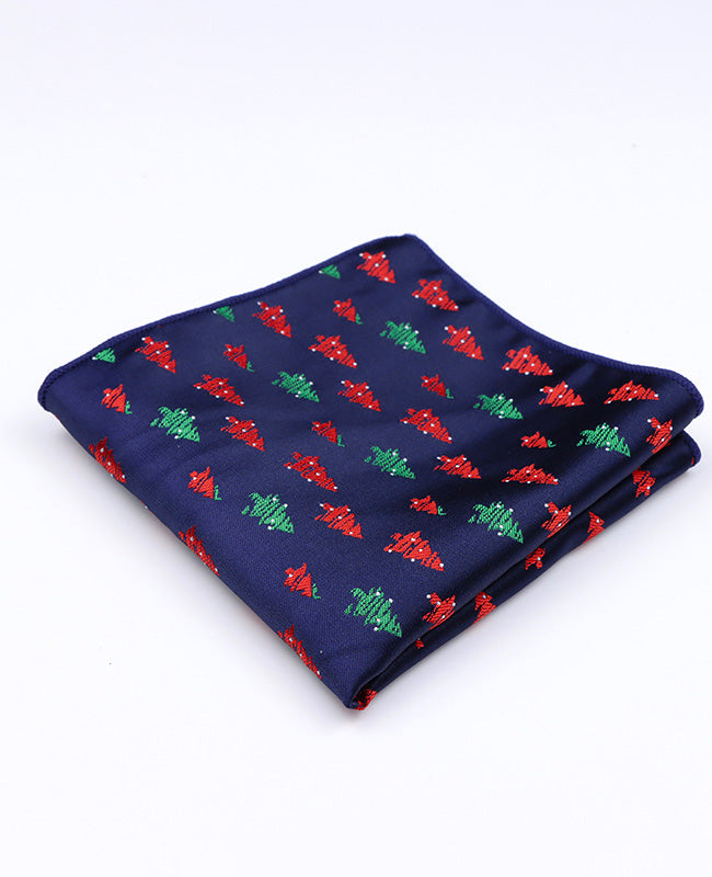 Pañuelo de bolsillo de Navidad Azul n°2 en Poliéster «Christmas»
