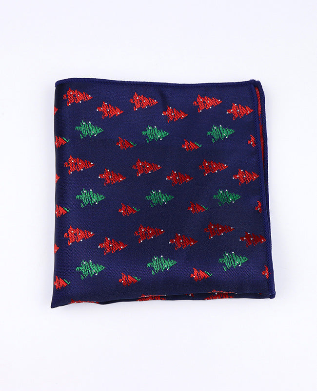 Pañuelo de bolsillo de Navidad Azul n°2 en Poliéster «Christmas»