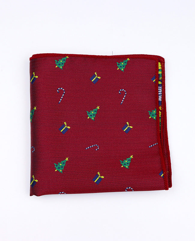 Pañuelo de bolsillo de Navidad Rojo n°2 en Poliéster «Christmas»