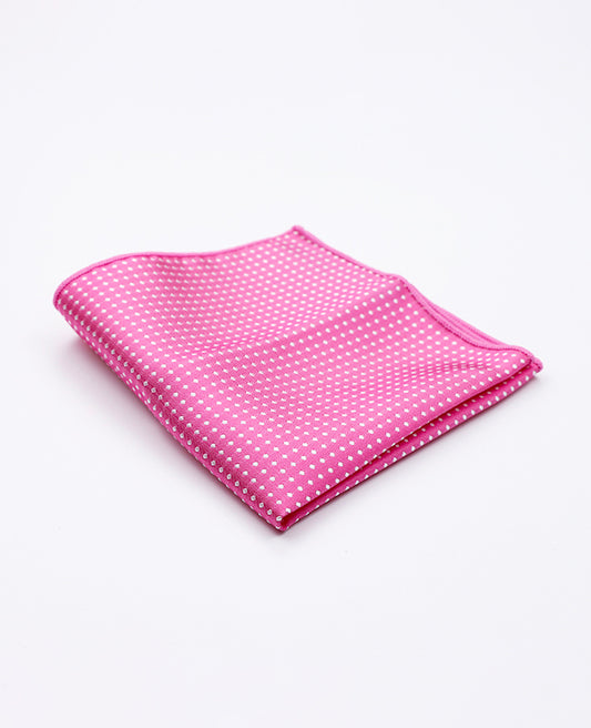 Pochette de Costume Rose n°2 à Pois en Polyester «Louis»