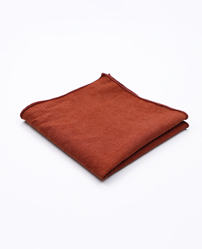 Pajarita + Pañuelo de bolsillo Terracota Hombre en Algodón «Edgard»