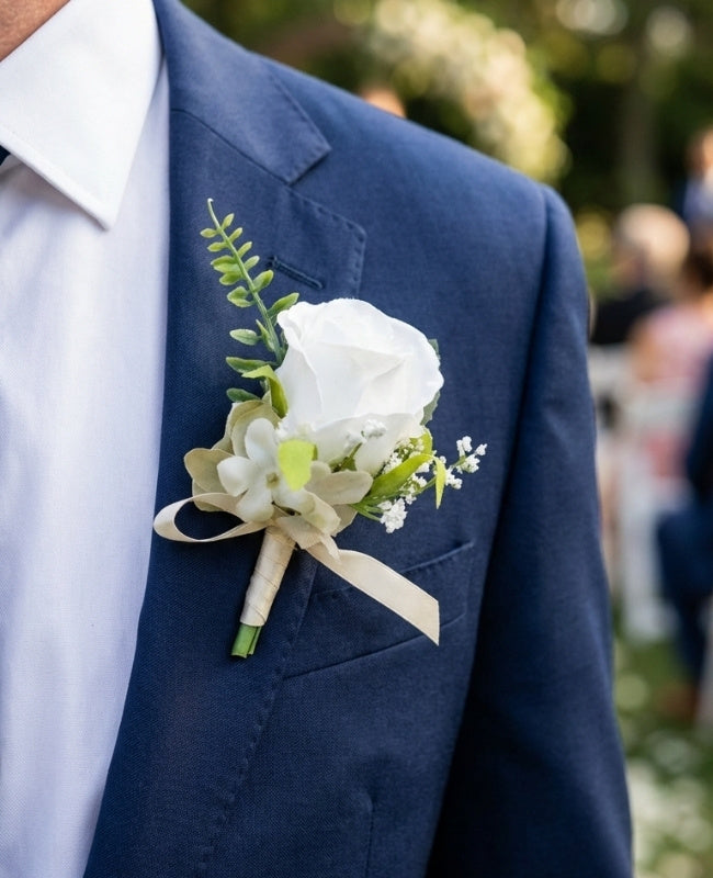 Ojal floral Flor Blanco Hombre «Gabriel»