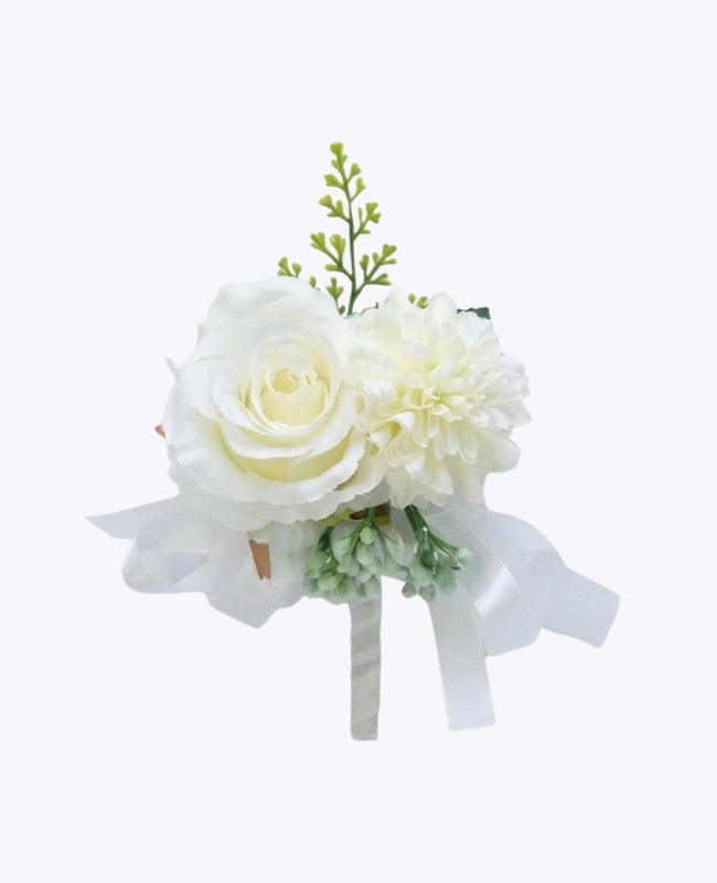 Boutonnière Fleur Blanc Homme «Valentin»