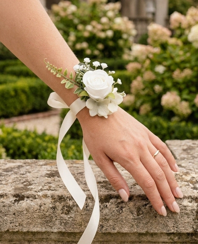 Pulsera Flor Blanco Mujer "Gabriel"