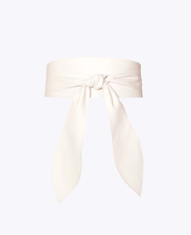 Cinturón de Vestido para Anudar Mujer Blanco en Cuero "Mathilde"