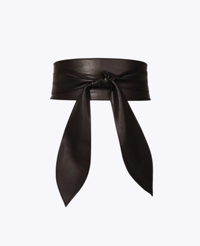 Ceinture de Robe à Nouer Femme Noir en Cuir "Mathilde"