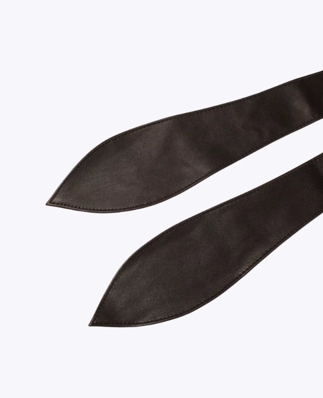 Cinturón de Vestido con Lazo Mujer Negro en Cuero "Mathilde"