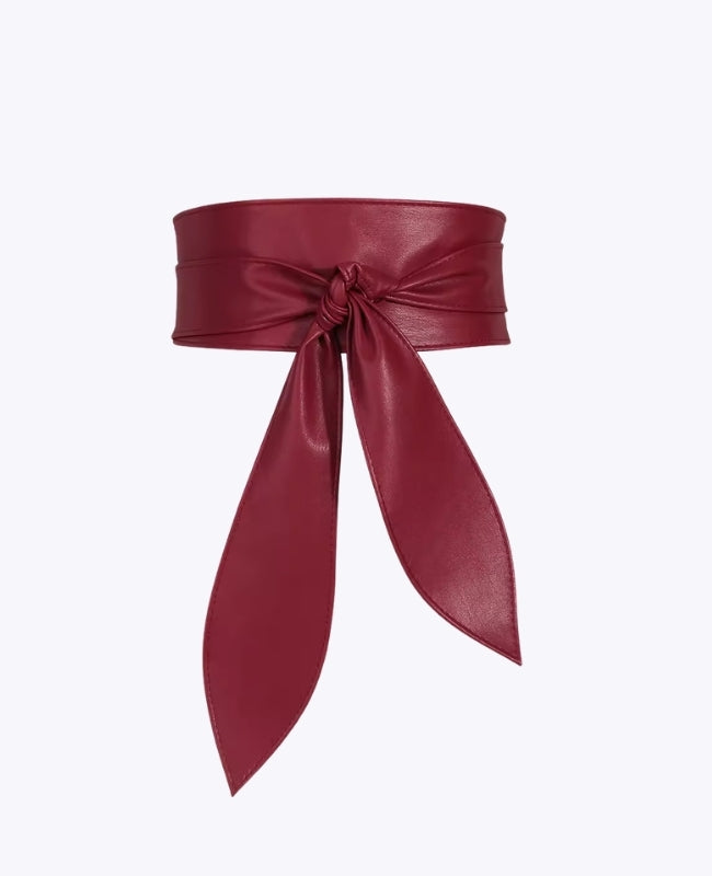 Ceinture de Robe à Nouer Femme Rouge en Cuir "Mathilde"