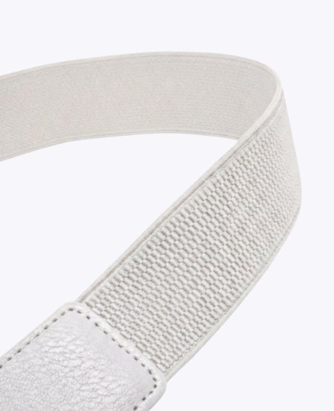 Cinturón de Vestido Elástico Mujer Blanco en Cuero "Louise"