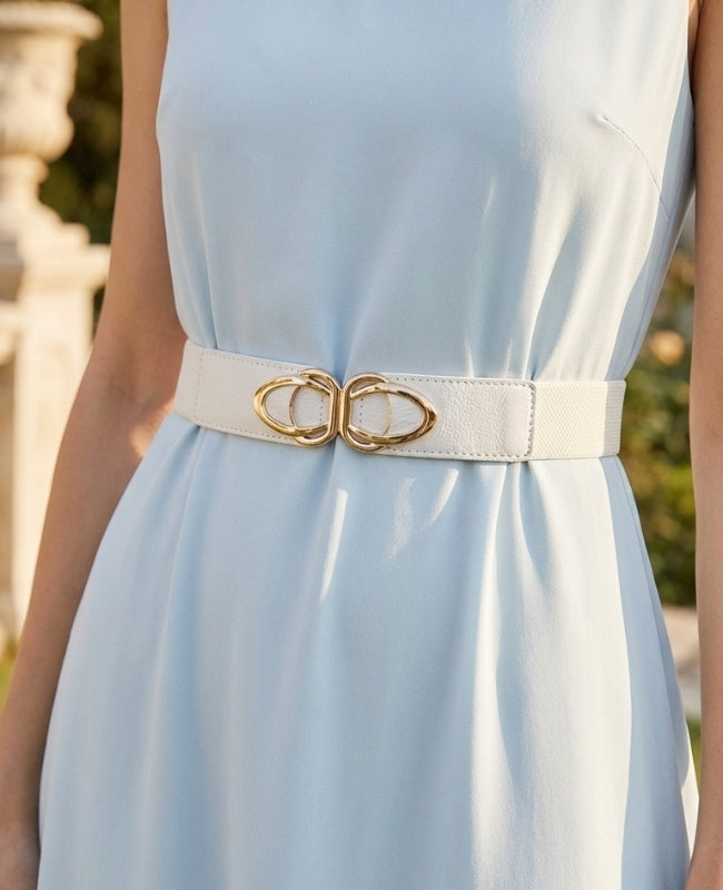 Cinturón de Vestido Elástico Mujer Blanco en Cuero "Louise"