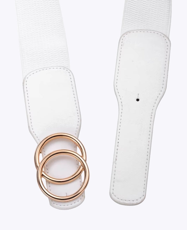 Cinturón de Vestido Elástico Mujer Blanco en Cuero "Madeleine"