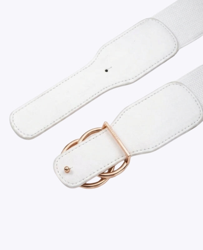 Cinturón de Vestido Elástico Mujer Blanco en Cuero "Madeleine"