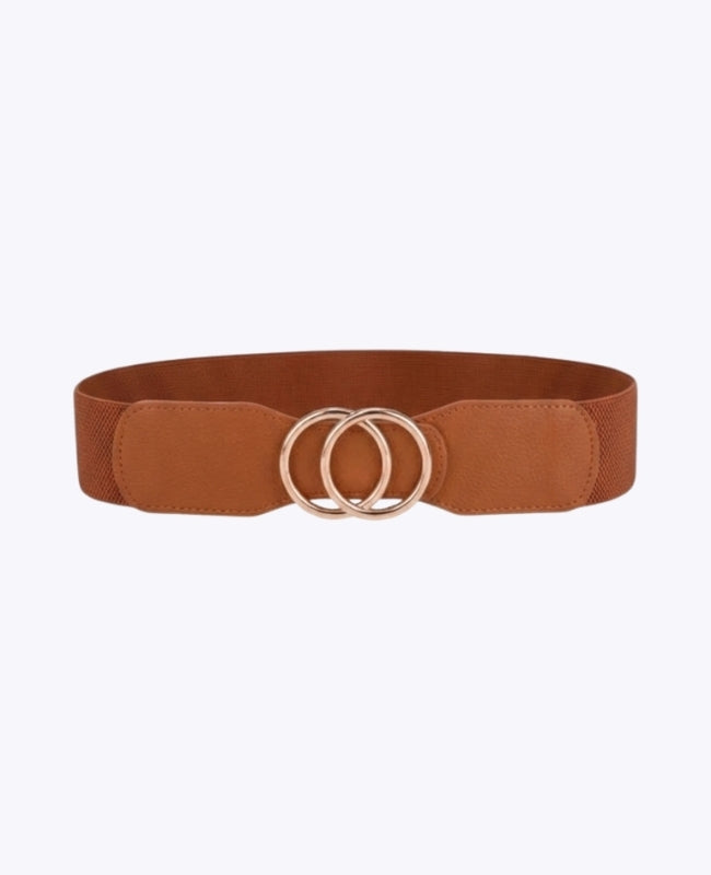 Ceinture de Robe Élastique Femme Marron en Cuir "Madeleine"