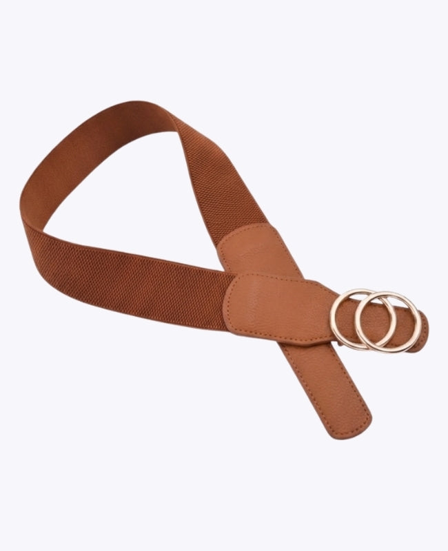 Cinturón de Vestido Elástico Mujer Marrón en Cuero "Madeleine"